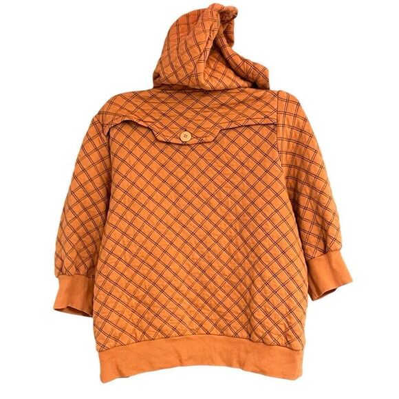 Marc by Marc Jacobs Orange & Blue Quilted Checker Print Short Sleeve Hooded Swea - Picture 5 of 10